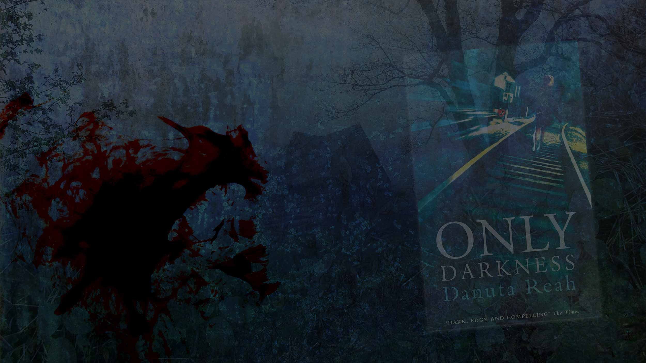 Header collage featuring the cover of Only Darkness by Danuta Reah
